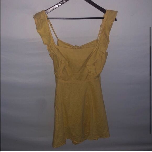 Women’s Slide Show Mustard Yellow Open Back Dress - Picture 2 of 9